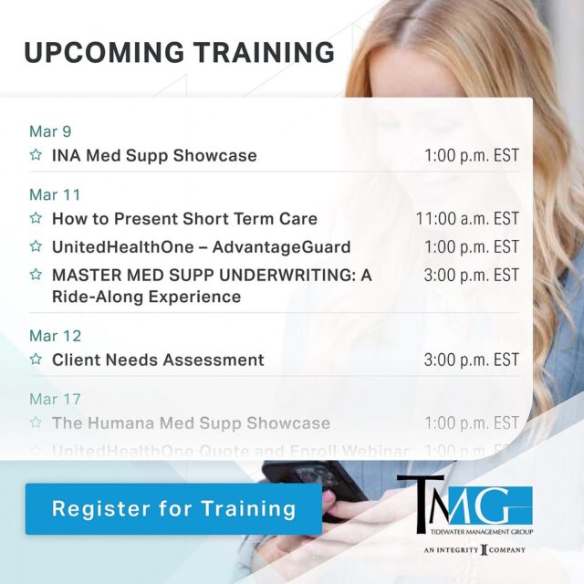 MA OEP ends this month! Join us this week to learn strategies to boost ancillary conversations and learn about powerful products that can level up your portfolio for the next enrollment season.

🔗 Register Here: https://tidewaterplayground.wp1.host/trainings-events/